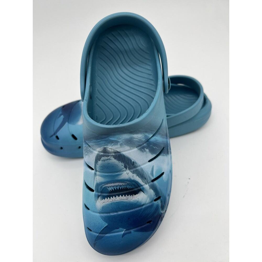 Rugged Shark, Blue Shark clogs,Boys size 6 Washable Floatable Comfortable - Picture 3 of 11